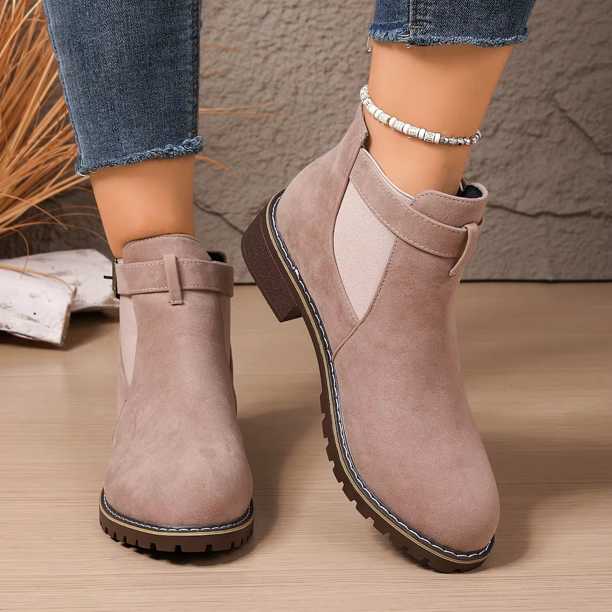 Claire | Suede Ankle Boots with Thick Heel