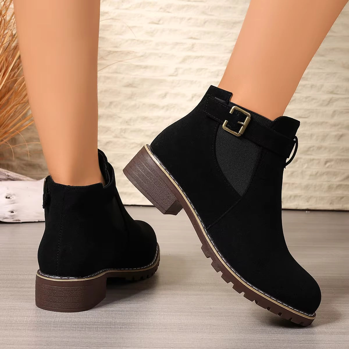Claire | Suede Ankle Boots with Thick Heel