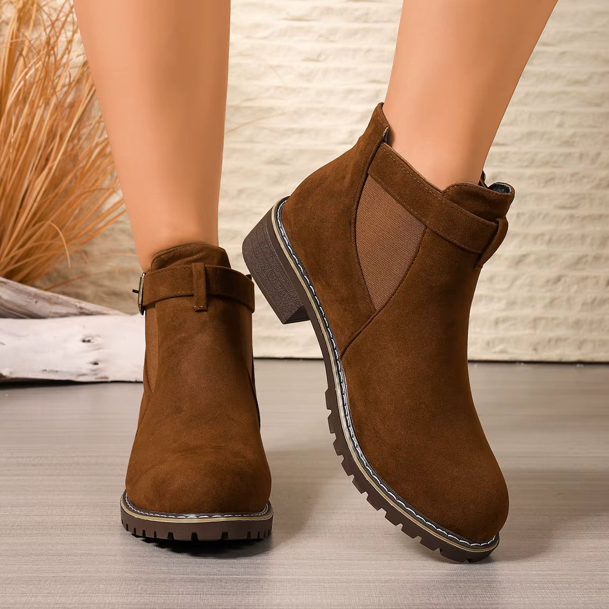 Claire | Suede Ankle Boots with Thick Heel