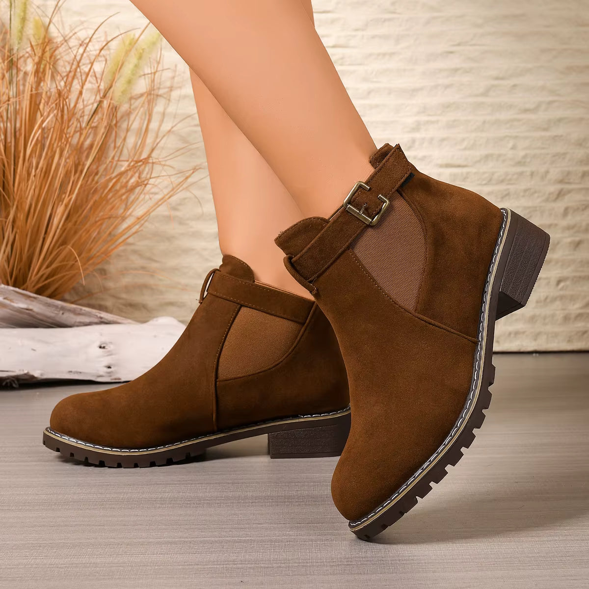 Claire | Suede Ankle Boots with Thick Heel