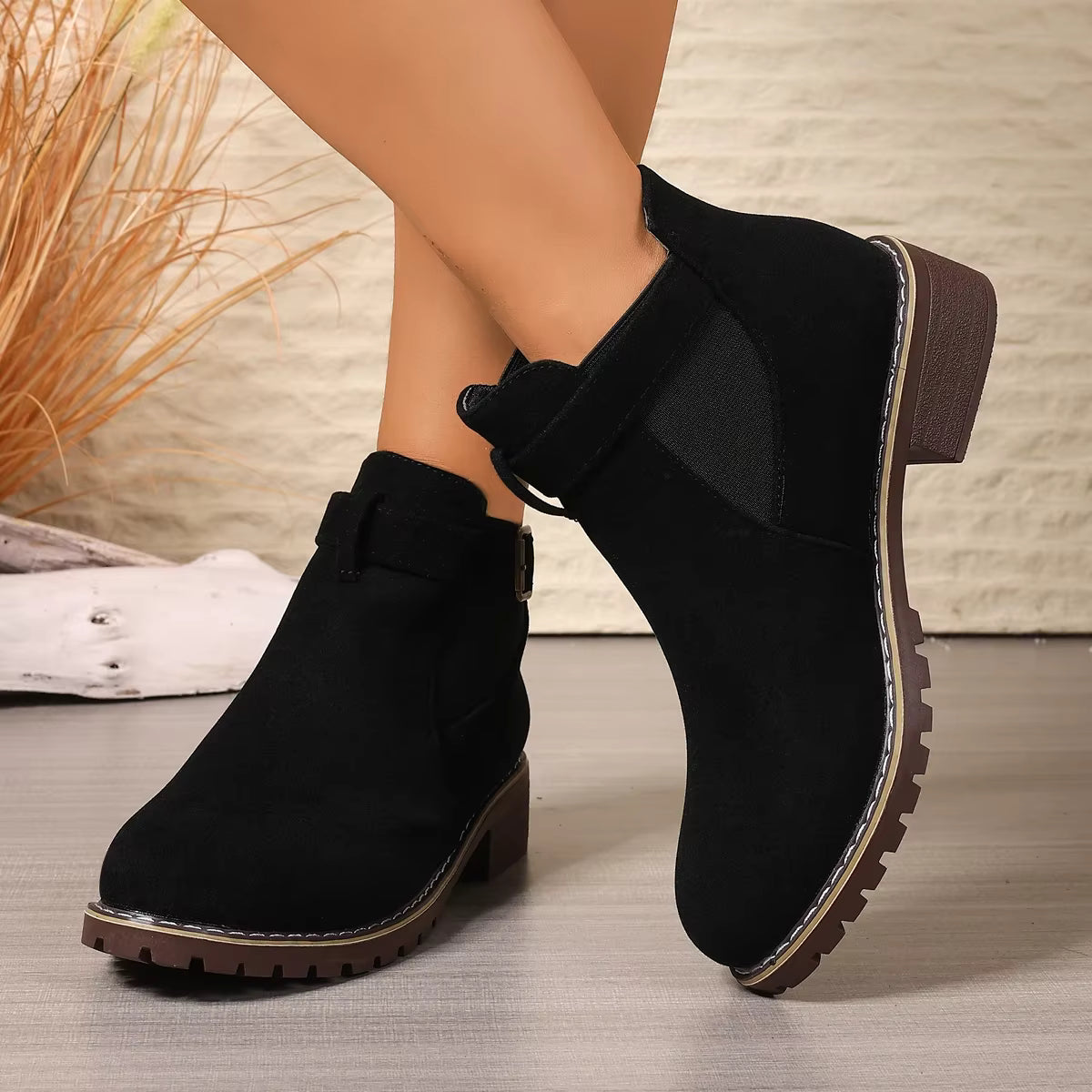 Claire | Suede Ankle Boots with Thick Heel